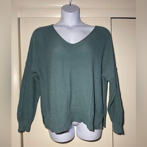 Women's Teal V-neck  Sweater sz XL